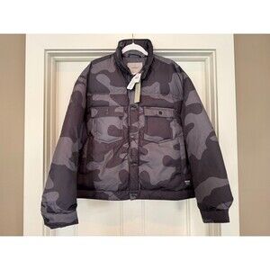Men's Hudson HDSN Black Gray Camo Puffer Trucker Jacket Size XL NWT $228